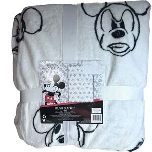 Disney Mickey Mouse Plush Blanket Twin 60x90 Black White Soft Fleece Jay Franco